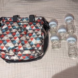 Skip Hop Diaper Bag and Avent Glass Bottles
